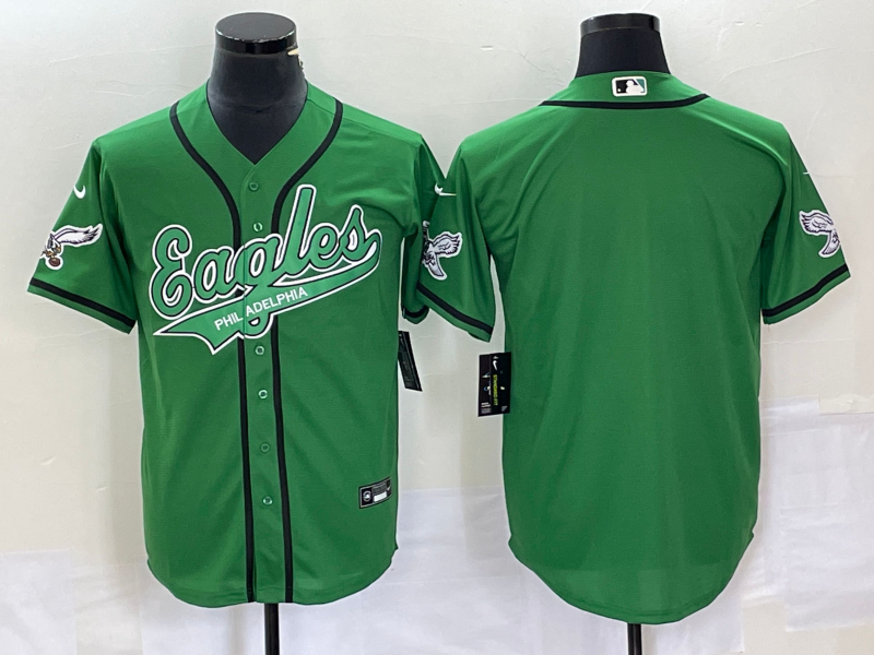 Men's Philadelphia Eagles Blank Green Cool Base Stitched Baseball Jersey